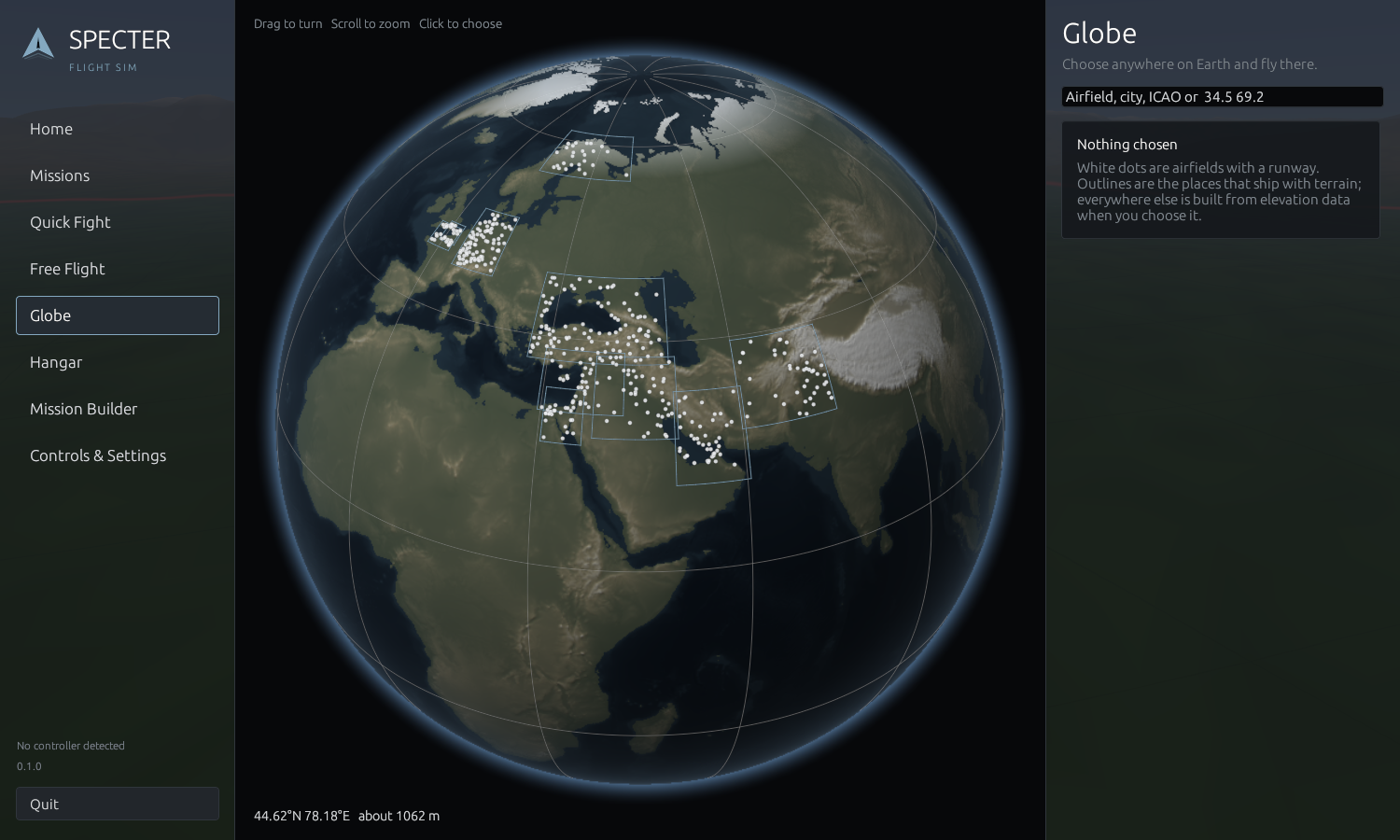 SpecterFS 3D globe overview