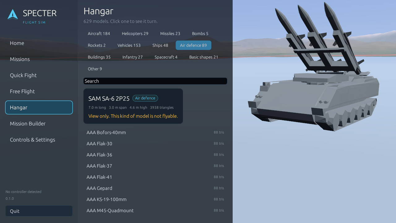 SpecterFS SAM model in hangar